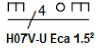 Exemple : quatre conducteurs H07V-U Eca, 1,5 mm²